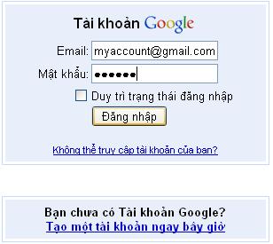 đănh nhập trên google