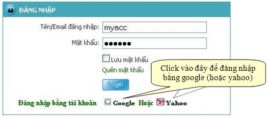 lựa chọn đănh nhập bằng openId